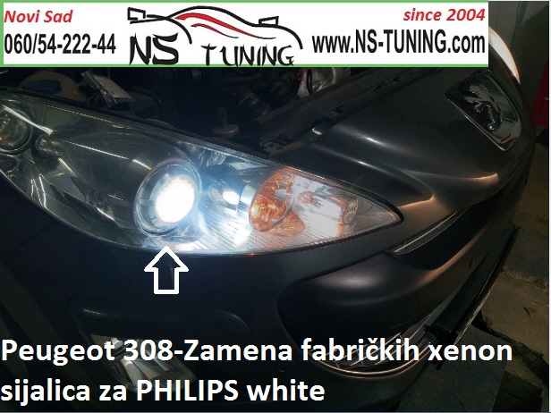 peugeot 308 xenon farovi d1s sijalica philips osram ugradnja zamena servis novi sad tuning ns